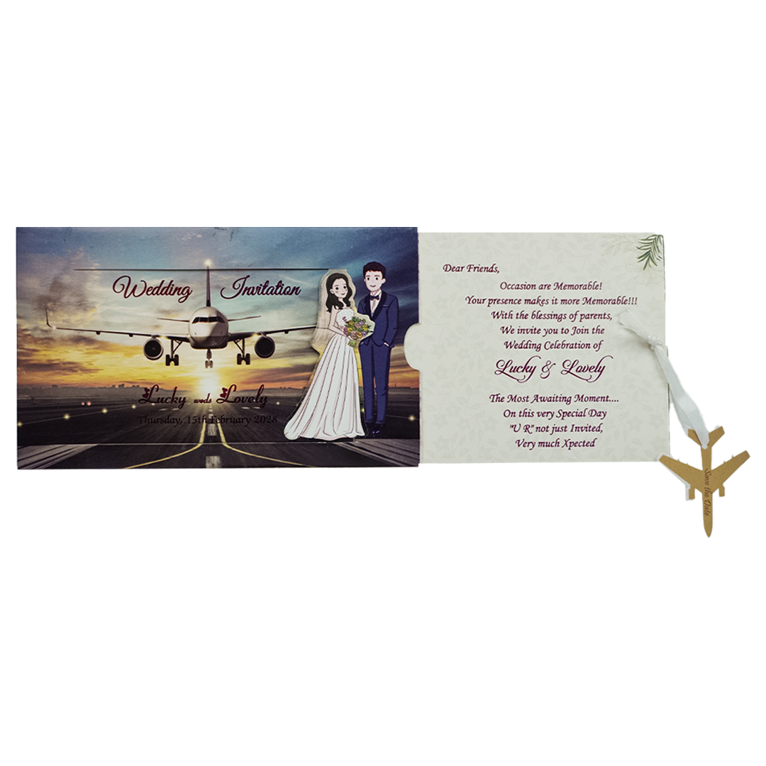 Blue Bride Groom Slide Invitation Card-KNKRL001