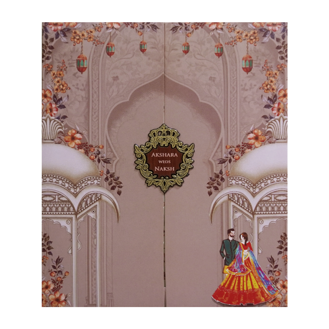 Brown Palace Couple Wedding Invitation Card - KVN07550