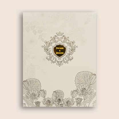 White Embossed Floral Padded Wedding Card - KPR010160