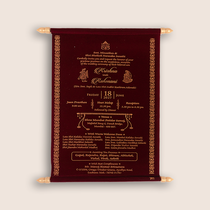 Pale Pink Floral Scroll Box Invitation Card - KJTS1909