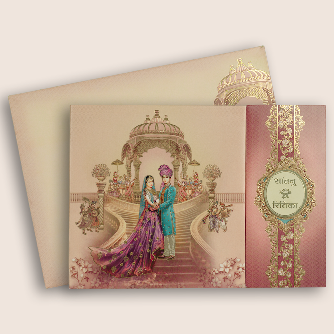 Pink Bride Groom Door Style Wedding Card - KAA06180