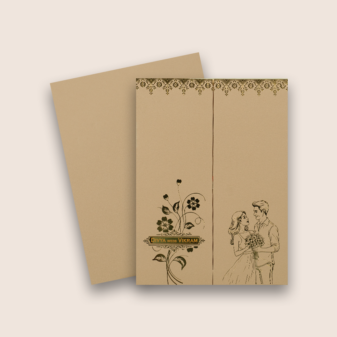 Pastel Pink Bride Groom Wedding Invitation Card - KNRR8707P