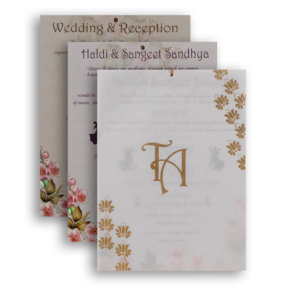 Brown Floral MDF Bag Style  Marriage Invitation - KVN06360