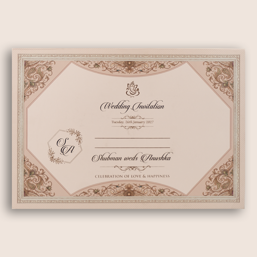 Pink Floral Laser-Cut Padded Wedding Invitation - KRB10850