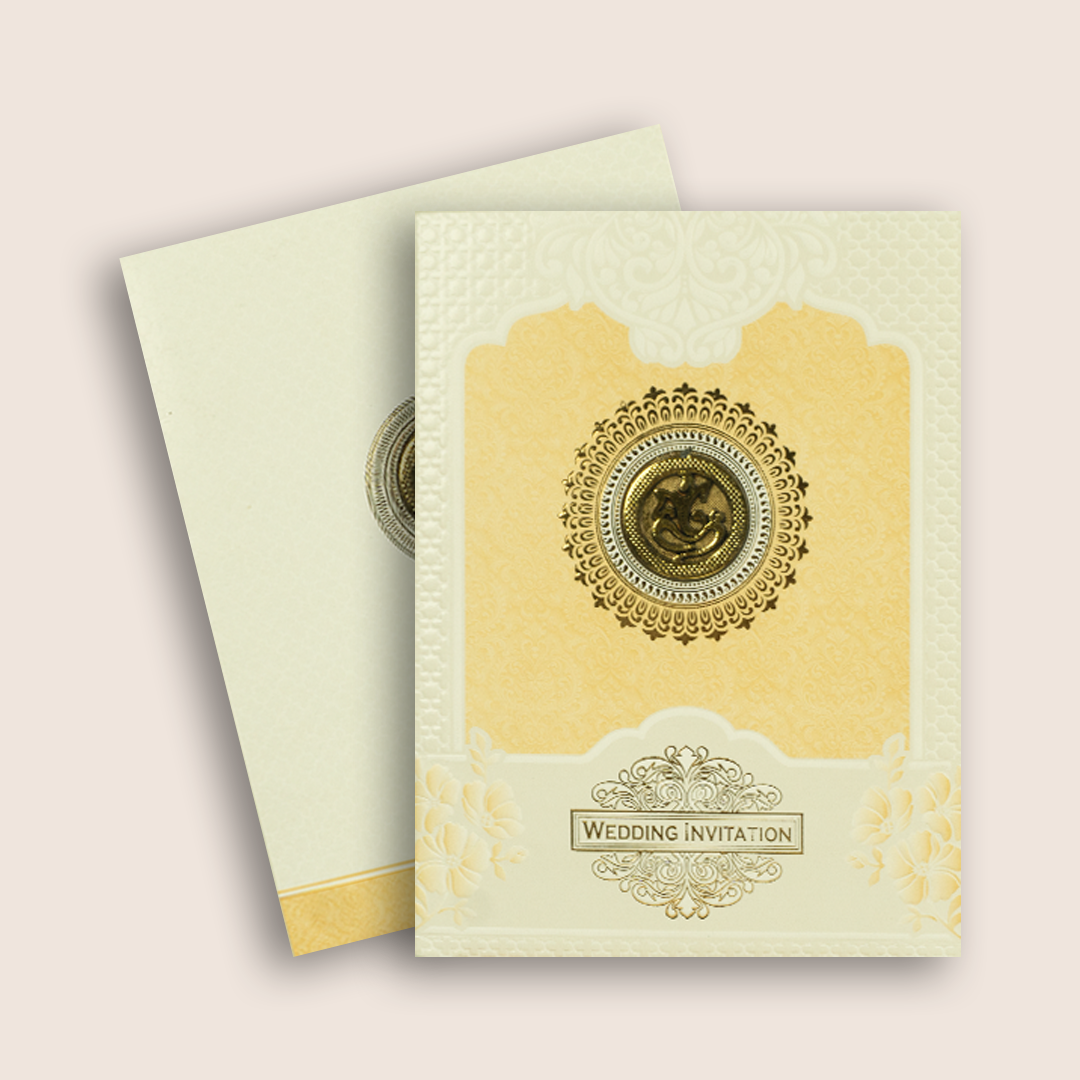 Yellow and White Mandala Wedding Card - KNK7080O