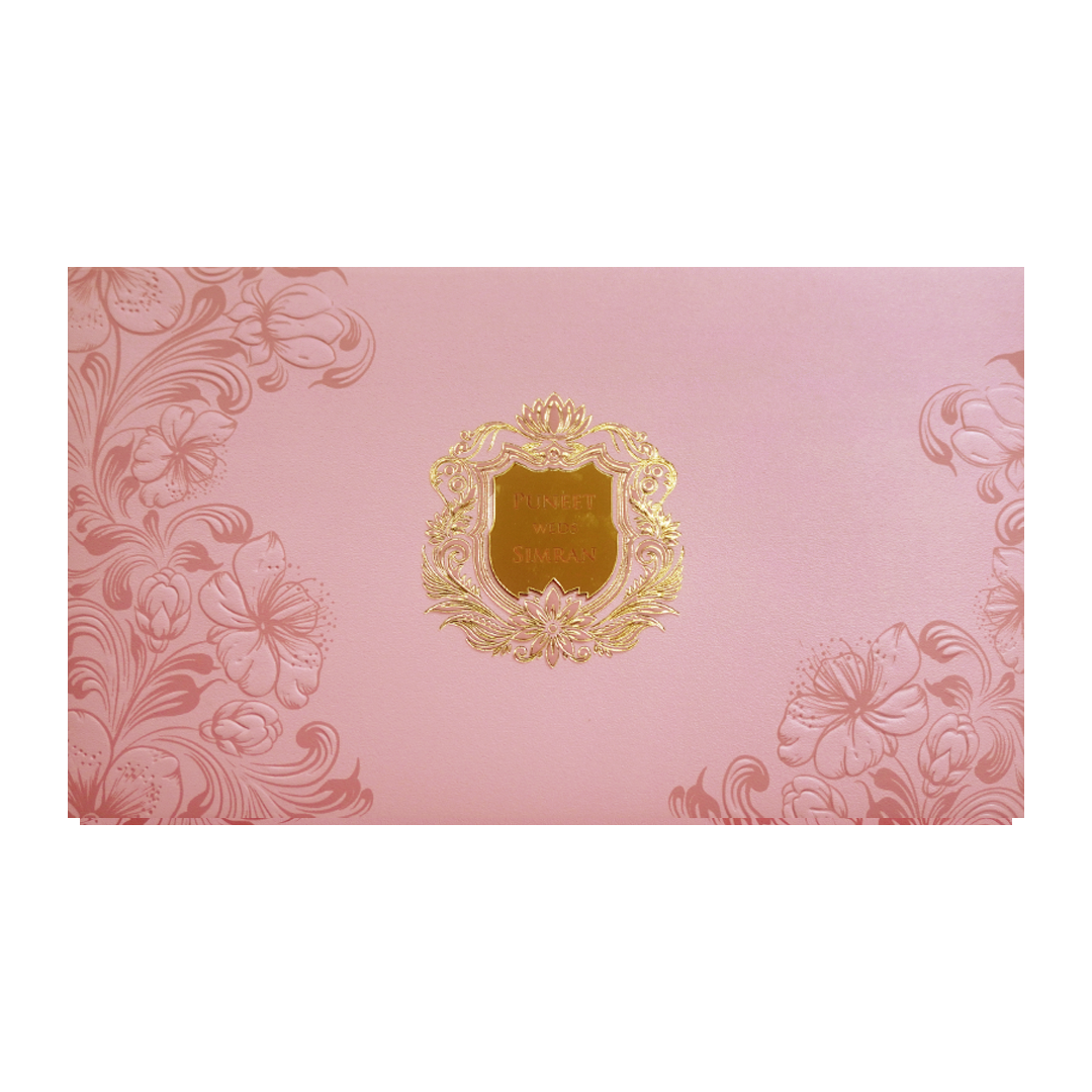 Blush Pink Floral Crest Wedding Invitation Card-KPR24520