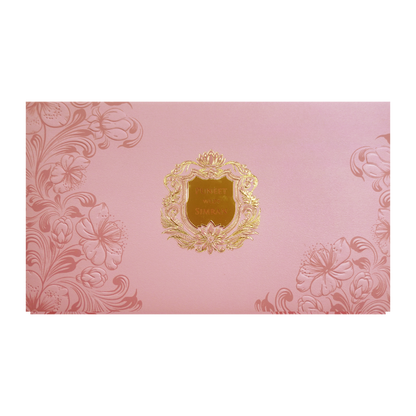 Blush Pink Floral Crest Wedding Invitation Card-KPR24520