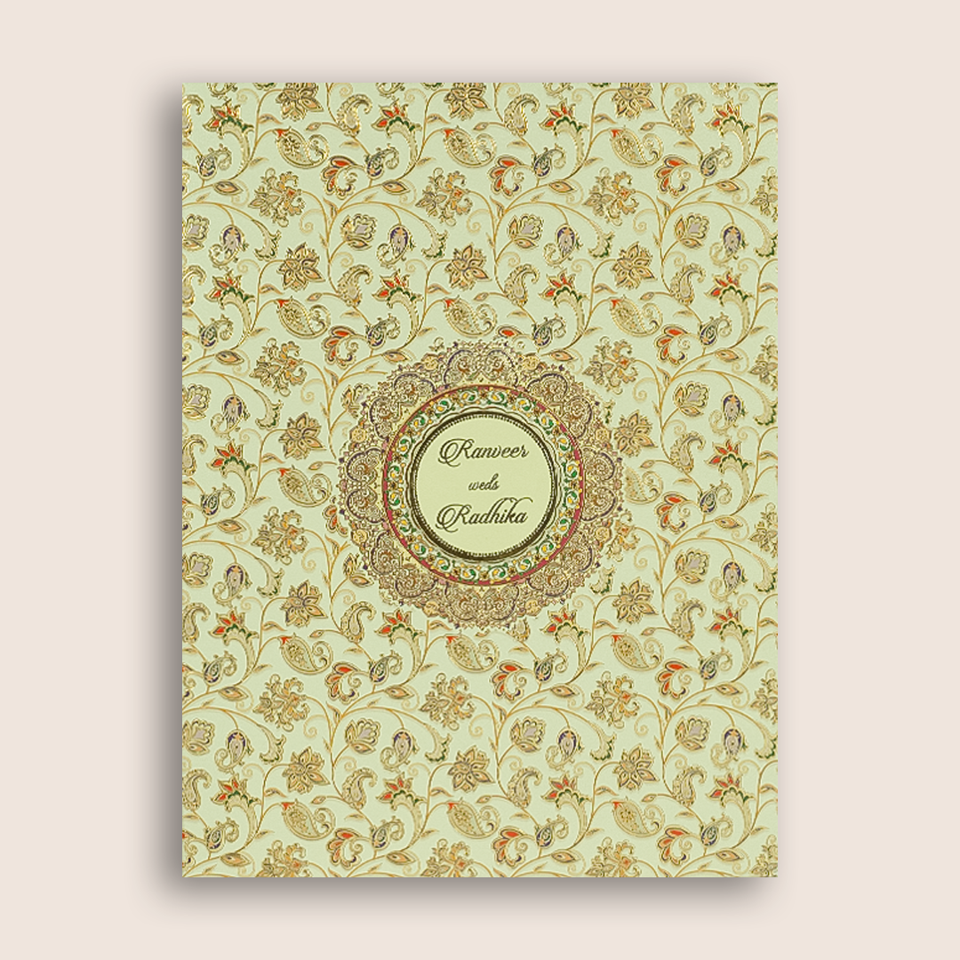 Cream Premium Floral Bag Style Wedding Card - KAA05900