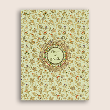 Cream Premium Floral Bag Style Wedding Card - KAA05900