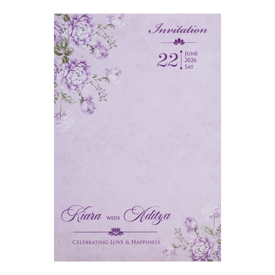 Luxury Lavender Floral Laser-Cut Wedding Card - KFR15100