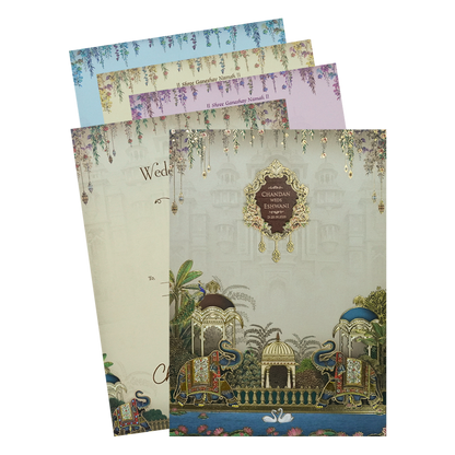 Grey Royal Elephant Padded Wedding Card-KSH72530