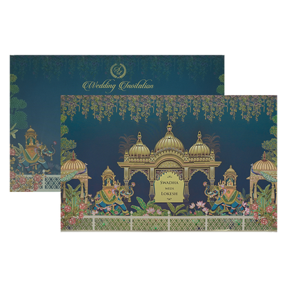 Check out this royal blue padded wedding card at best price.WhatsApp Support |Express Delivery.