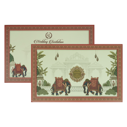 Cream Palace Elephant Padded Wedding Card-KRE27830