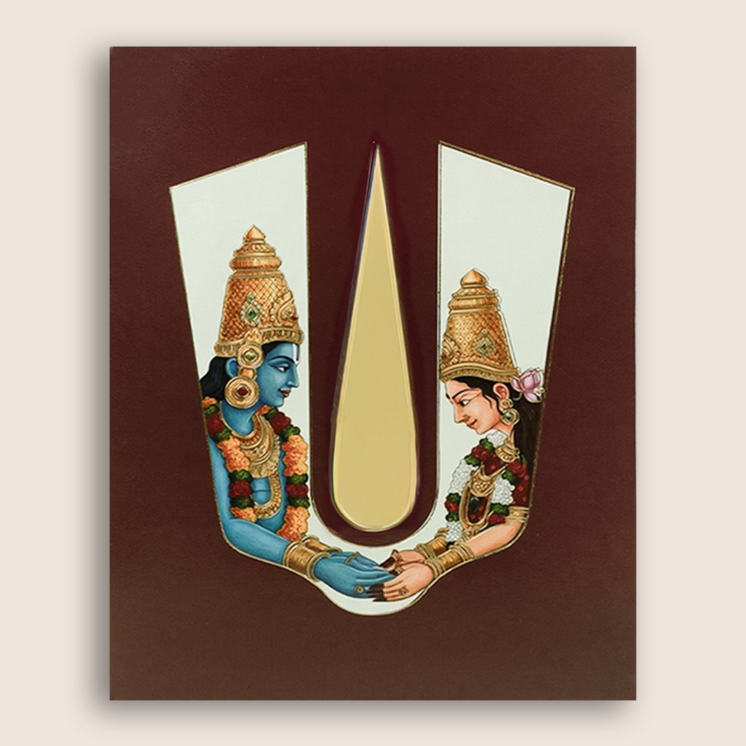 Maroon Vaishnava Tilak Balaji Padmavathi Wedding Card - KNKJ1168