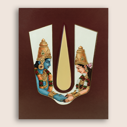 Maroon Vaishnava Tilak Balaji Padmavathi Wedding Card - KNKJ1168