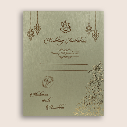 Grey Floral Laser Cut Wedding Invitation - KRB10140