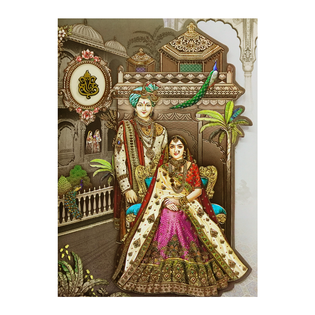 Royal Bride and Groom 3-Fold Wedding Card-KRB09020