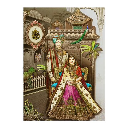 Royal Bride and Groom 3-Fold Wedding Card-KRB09020