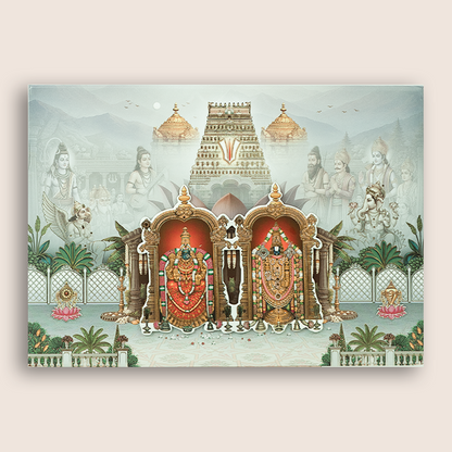 Blue Lord Balaji Padmavathi Padded Marriage Card - KSH18210