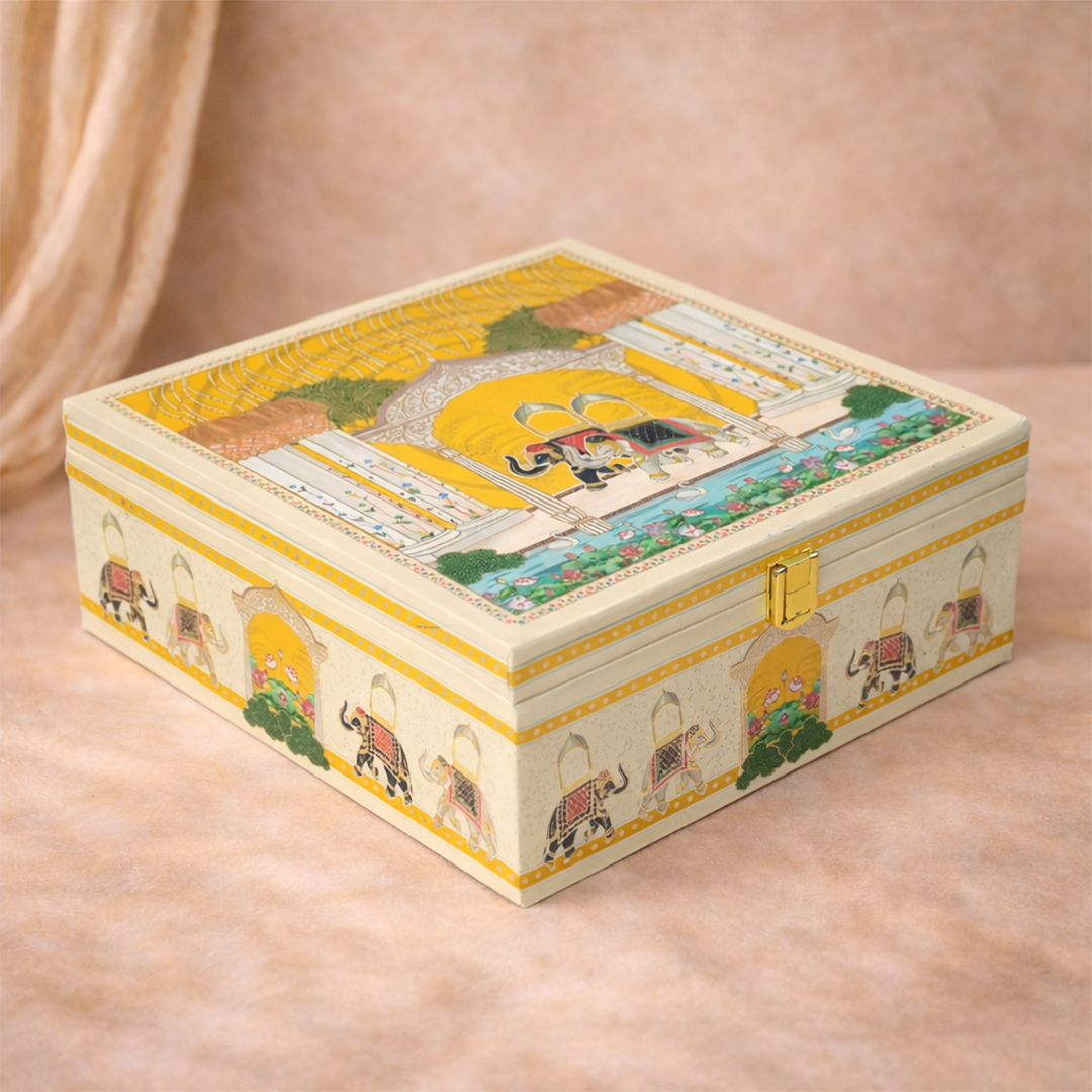 Yellow Elephant Themed Luxury Sweet Jar Box-KBX10102