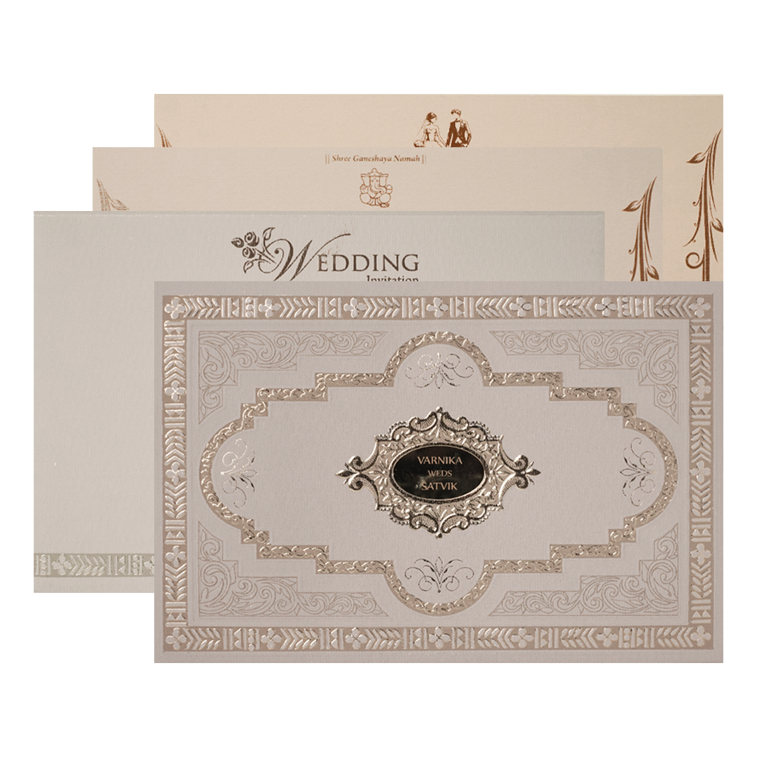 Mauve Gold Floral Padded Wedding Card-KSSC2350