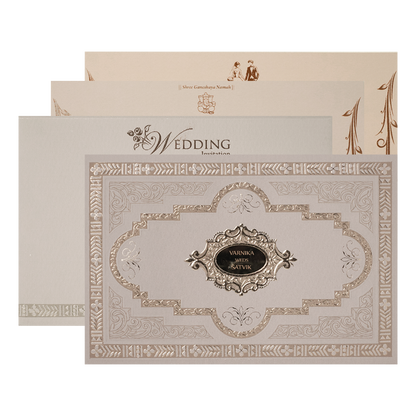 Mauve Gold Floral Padded Wedding Card-KSSC2350