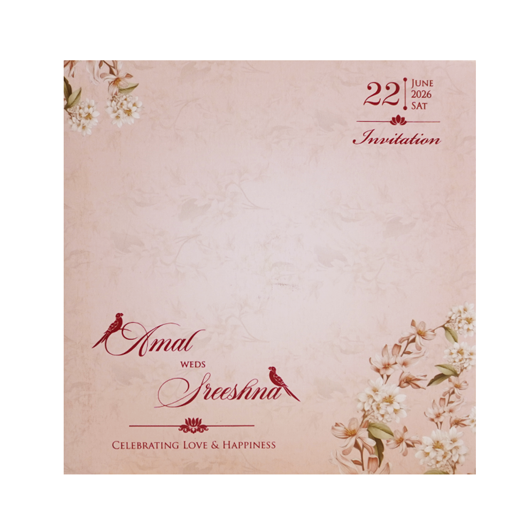 Cream Floral Laser Cut Wedding Card - KFR14230