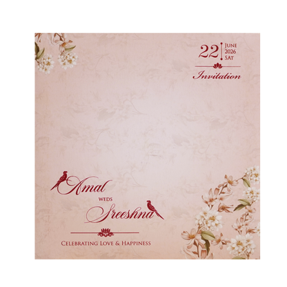 Cream Floral Laser Cut Wedding Card - KFR14230