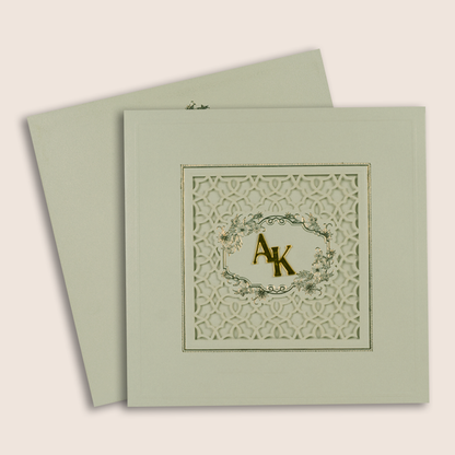 Grey Floral Laser Cut Padded Marriage Card - KPR023530