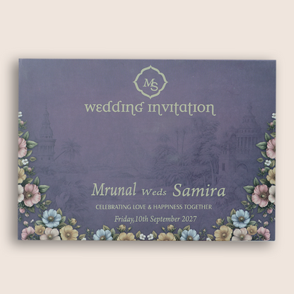 Purple Door Style Floral Wedding Card - KVN07860