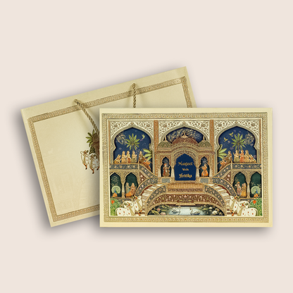 Cream Royal Palace Premium Wedding Invitation Box - KSI33230