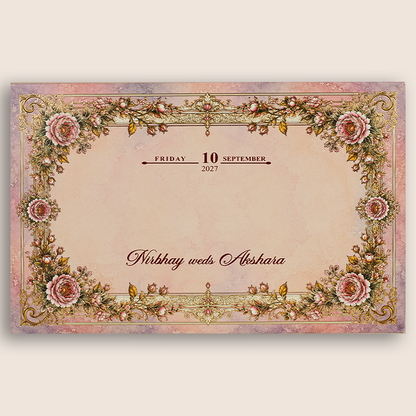 Pink Floral Laser Cut Padded Invitation Card - KPR026150