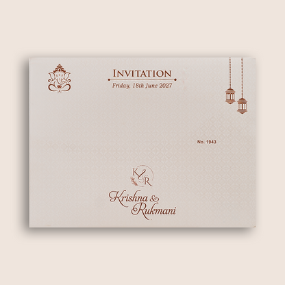 White Elephant Floral Padded Laser Cut Wedding Card - KJTS1943