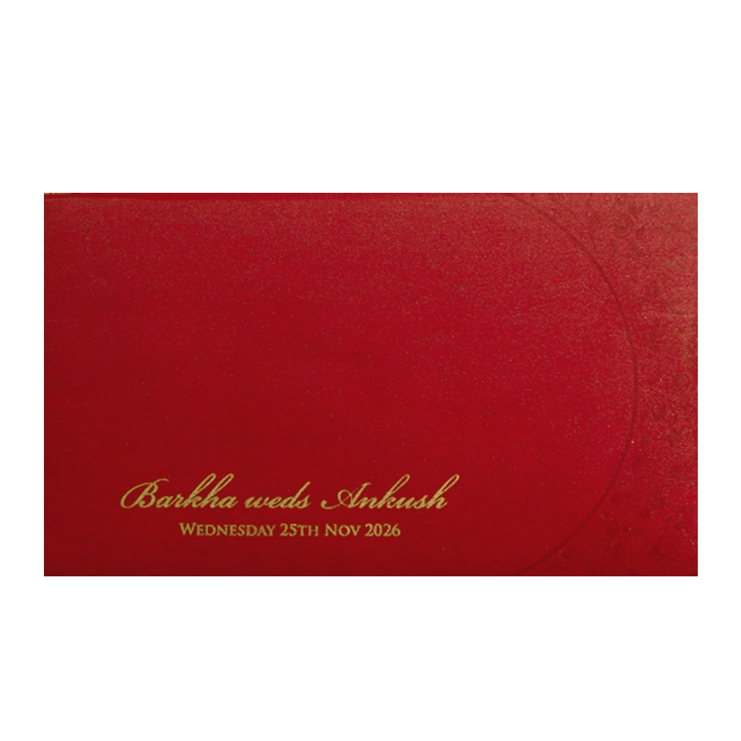 Red Floral Medallion Wedding Invitation Card-KPR06390