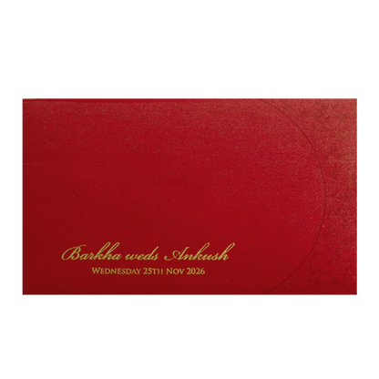 Red Floral Medallion Wedding Invitation Card-KPR06390