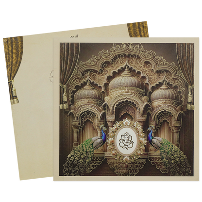Brown Padded Royal Palace Wedding Card-KRC31200