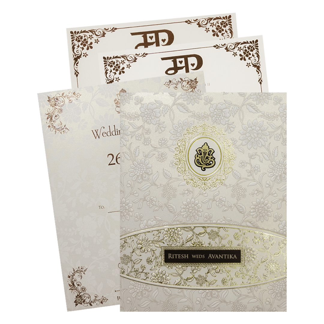 Check out White Floral Padded Wedding Card at best price.✅WhatsApp Support ✅Express Delivery.