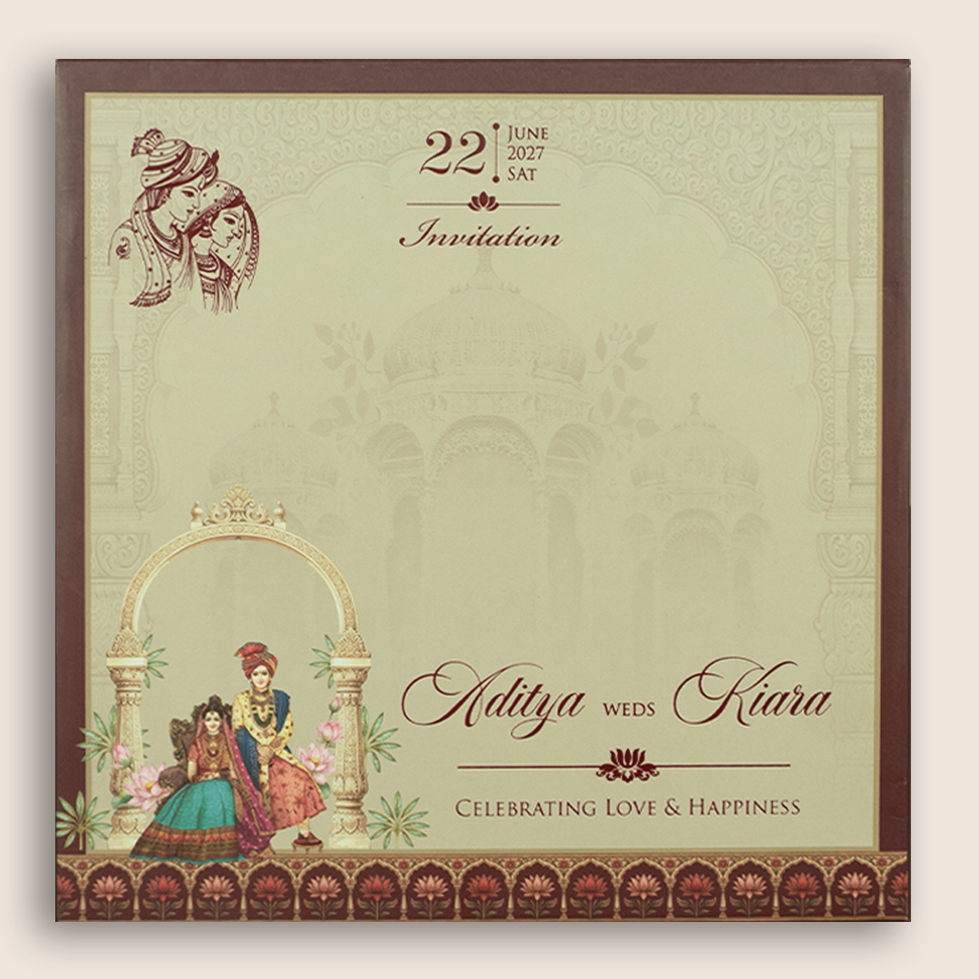 Brown Bride Groom Laser Cut Invitation Card - KFR17100