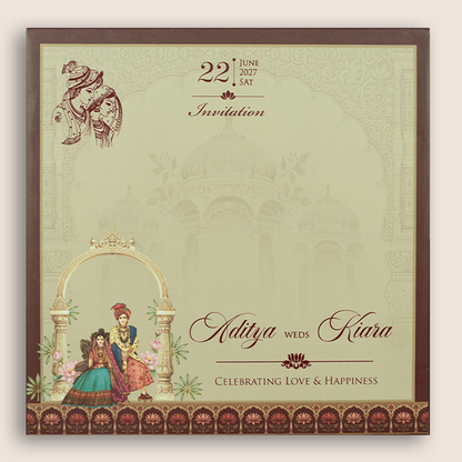 Brown Bride Groom Laser Cut Invitation Card - KFR17100