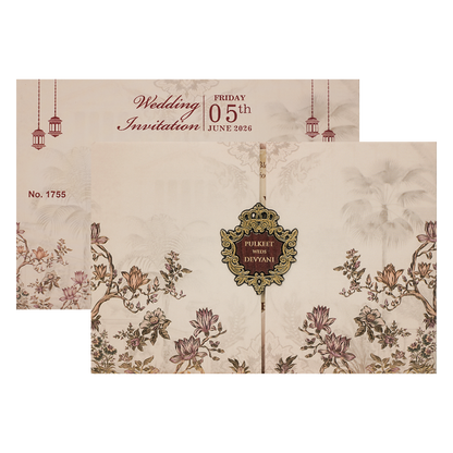  Check out Cream Floral Padded Wedding Card at best price. ✅WhatsApp Support ✅Express Delivery.|King of cards.