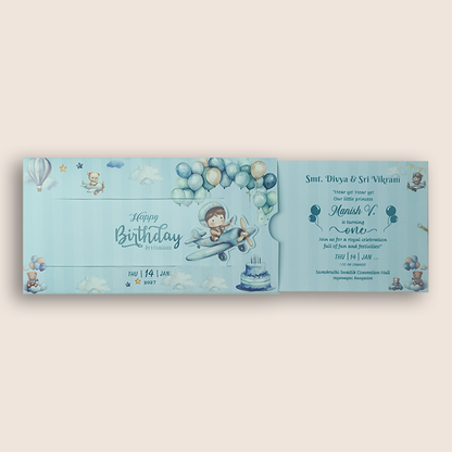 Blue Boy Aeroplane Birthday Card-KNKRL114