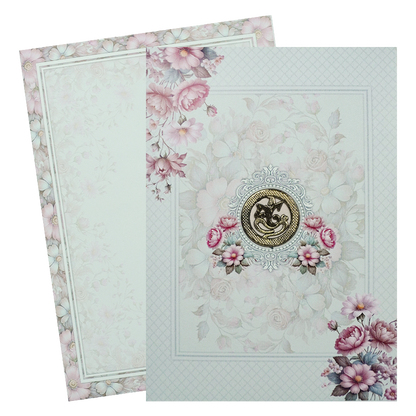 Blue Floral Patterned Wedding Card-KNEP1610