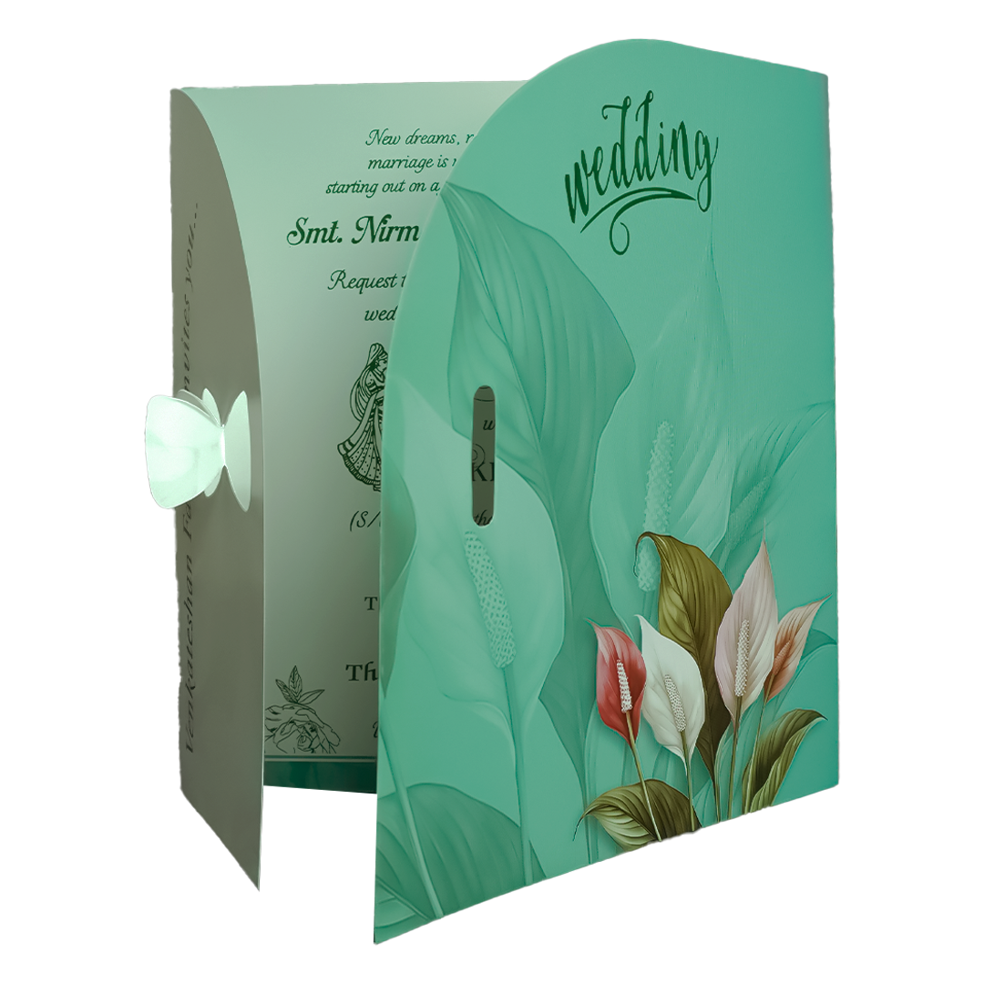 Green Floral Wedding Card - KNTH9613G