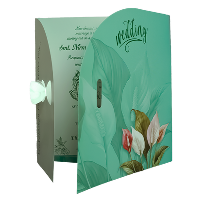 Green Floral Wedding Card - KNTH9613G