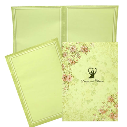 Green Floral Offset Invitation With Gold Foiling-King of Cards