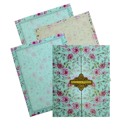 Celebrate in style with customized Blue Floral Door Wedding Invitation Order now! ?WhatsApp Support ?Express Delivery.