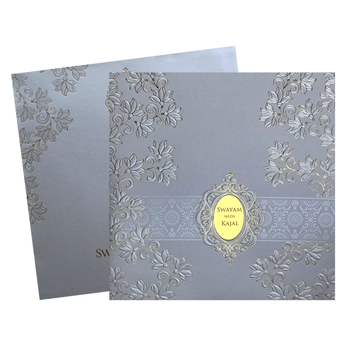 Silver Embossed Wedding Card-King of Cards