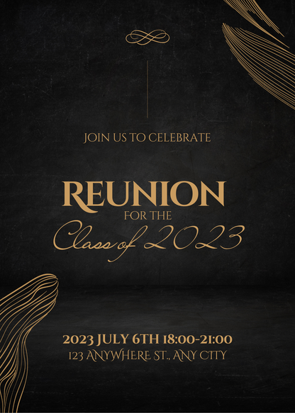 Black And Gold Class Reunion Invitation-AACRU003