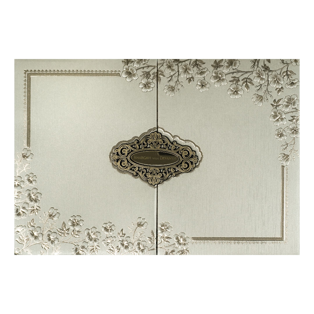 Check out Cream Gold Floral Padded Wedding Card at best price.✅WhatsApp Support ✅Express Delivery.|King of cards.