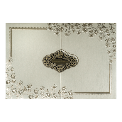 Check out Cream Gold Floral Padded Wedding Card at best price.✅WhatsApp Support ✅Express Delivery.|King of cards.